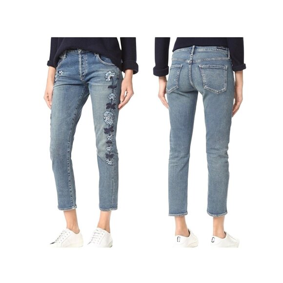 Citizens Of Humanity Emerson Slim Boyfriend Jeans Womens 28 Blue Embroidered But - Picture 1 of 15